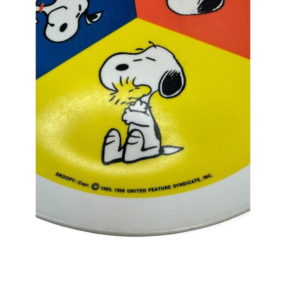 Peanuts Snoopy Woodstock Melamine Plate Bowl Set 1965 Vintage - Picture 3 of 7
